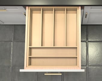 Divisor de cajón personalizado, organizador de cubiertos de arce, 6 espacios, DrawerSpace C4, hecho a medida según sus dimensiones exactas.