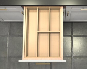 Divisor de cajón personalizado, organizador de cubiertos de arce, 5 espacios, DrawerSpace X1H2, hecho a medida para sus dimensiones exactas.