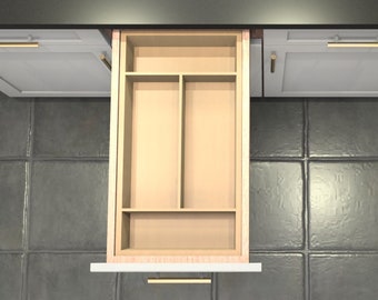 Divisor de cajón personalizado, organizador de cubiertos de arce, 4 espacios, DrawerSpace D2, hecho a medida según sus dimensiones exactas.