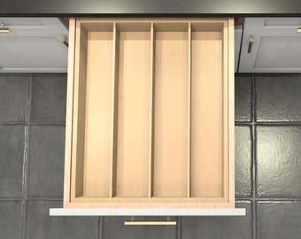 Divisor de cajón personalizado, organizador de cubiertos de arce, 4 espacios, DrawerSpace A4, hecho a medida para sus dimensiones exactas.