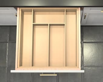Divisor de cajón personalizado, organizador de cubiertos de arce, 5 espacios, DrawerSpace X1BT2X1 Hecho a medida para sus dimensiones exactas.