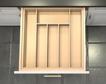 Divisor de cajón personalizado, organizador de cubiertos de arce, 6 espacios, DrawerSpace X1BT3X1 Hecho a medida para sus dimensiones exactas.