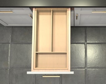 Divisor de cajón personalizado, organizador de cubiertos de arce, 3 espacios, DrawerSpace B2, hecho a medida según sus dimensiones exactas.