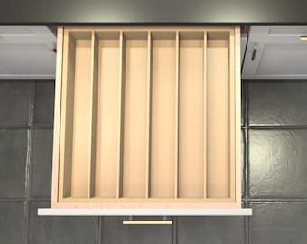 Divisor de cajón personalizado, organizador de cubiertos de arce, 6 espacios, DrawerSpace A6, hecho a medida para sus dimensiones exactas.