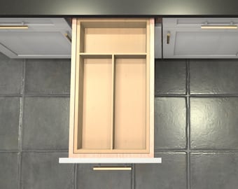 Divisor de cajón personalizado, organizador de cubiertos de arce, 3 espacios, DrawerSpace BT2, hecho a medida según sus dimensiones exactas.