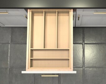 Divisor de cajón personalizado, organizador de cubiertos de arce, 5 espacios, DrawerSpace C3, hecho a medida según sus dimensiones exactas.