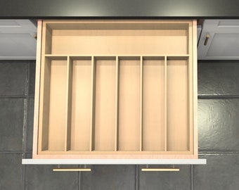 Divisor de cajón personalizado, organizador de cubiertos de arce, 7 espacios, DrawerSpace BT6, hecho a medida según sus dimensiones exactas.