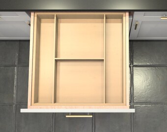 Divisor de cajón personalizado, organizador de cubiertos de arce, 4 espacios, DrawerSpace X1AH2X1, hecho a medida para sus dimensiones exactas.