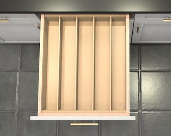 Divisor de cajón personalizado, organizador de cubiertos de arce, 5 espacios, DrawerSpace A5, hecho a medida para sus dimensiones exactas.