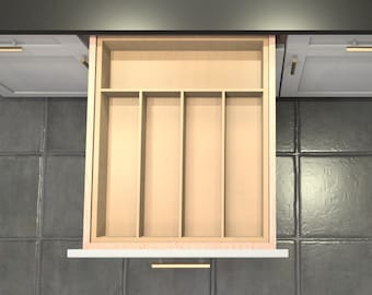 Divisor de cajón personalizado, organizador de cubiertos de arce, 5 espacios, DrawerSpace BT4, hecho a medida para sus dimensiones exactas.