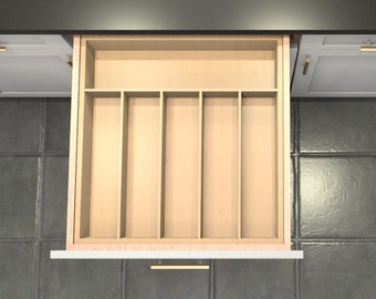 Divisor de cajón personalizado, organizador de cubiertos de arce, 6 espacios, DrawerSpace BT5, hecho a medida según sus dimensiones exactas.
