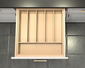 Divisor de cajón personalizado, organizador de cubiertos de arce, 6 espacios, DrawerSpace B5, hecho a medida para sus dimensiones exactas.