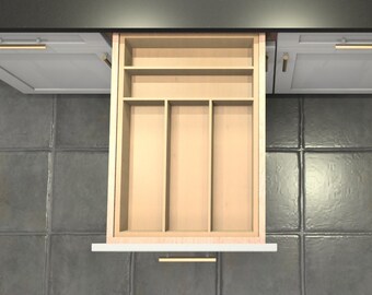 Divisor de cajón personalizado, organizador de cubiertos de arce, 5 espacios, DrawerSpace CT3, hecho a medida según sus dimensiones exactas.