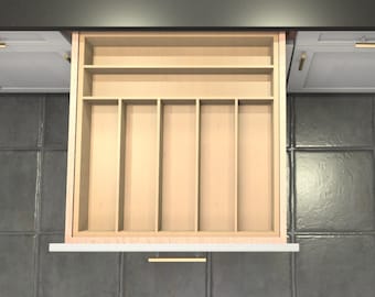 Divisor de cajón personalizado, organizador de cubiertos de arce, 7 espacios, DrawerSpace CT5, hecho a medida según sus dimensiones exactas.