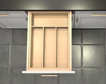 Divisor de cajón personalizado, organizador de cubiertos de arce, 4 espacios, DrawerSpace BT3, hecho a medida según sus dimensiones exactas.