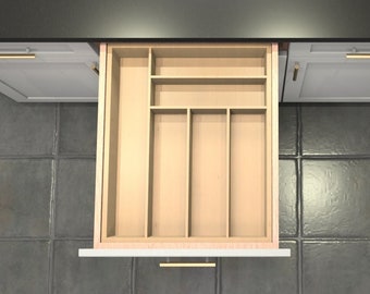 Divisor de cajón personalizado, organizador de cubiertos de arce, 6 espacios, DrawerSpace X1CT3, hecho a medida para sus dimensiones exactas.