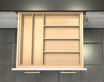 Divisor de cajón personalizado, organizador de cubiertos de arce, 6 espacios, DrawerSpace X2AH4, hecho a medida para sus dimensiones exactas.