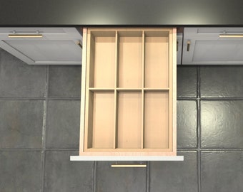 Divisor de cajón personalizado, organizador de cubiertos de arce, 6 espacios, DrawerSpace H3, hecho a medida según sus dimensiones exactas.