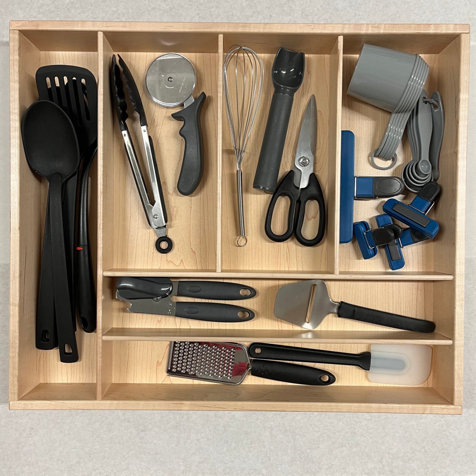 Custom Drawer Divider, Maple Silverware Organizer, 6 Spaces