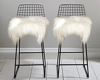 Icelandic Chair Pads Natural White | Stool Cover | Sheepskin Seat Pads,Chair Cover | Scandinavian Decor