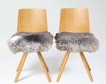 Grey Chair Pads | Stool Cover | Sheepskin Seat Pads,Chair Cover | Scandinavian Decor