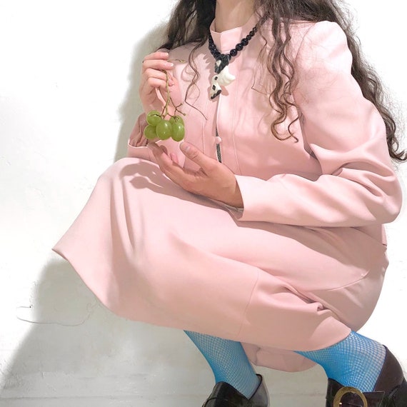 1970's 2pc Baby Pink Skirt and Blazer Suit Set