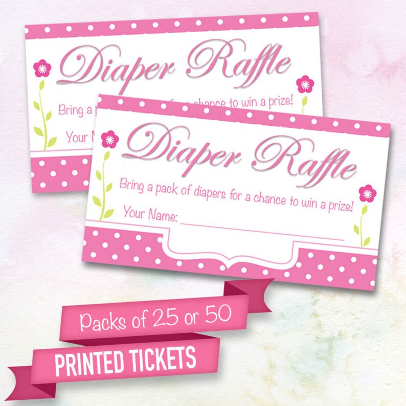 pink diaper raffle tickets printed diaper raffle cards