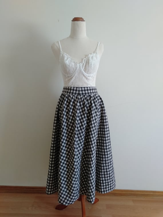 Reproduction vintage 50s gingham circle skirt midi size 8 Au