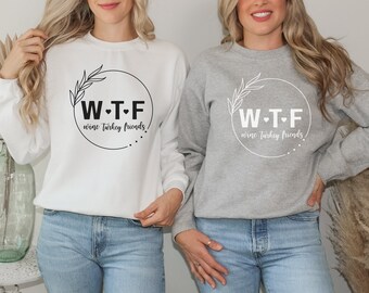 Wine Turkey Friends Sweatshirt, WTF Friendsgiving Pullover, Unisex Crewneck Turkey Day Dinner Long Sleeve, Girls Trip Group