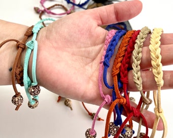 Lot de deux bracelets en imitation daim, bracelets de l'amitié tressés, réglables, bracelet
