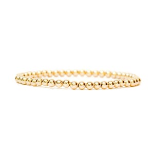 14K Gold Filled Beaded Bracelet, Beaded Bracelet, Dainty Gold Bracelet, Gold Filled Beads, Layering Bracelet, Jewelry Gift for Her, 4mm Bead