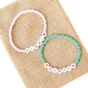 Colorful Word Beaded Bracelet, Custom Name Beaded Bracelet, Personalized Word Bracelet, Multi-color bracelet, Personalized Name Bracelet