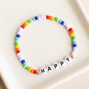 Rainbow Bracelet, Personalized Name Bracelet, Motivational bracelet, Handmade Jewelry, Personalized Gift Mom, Gift for Her, Handmade Gift