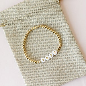 Gold Filled Beaded Bracelet, Number Bracelet, Personalized Beaded Bracelet, Personalized Gift for Her, Dainty Gold Bracelet, 2022 Bracelet