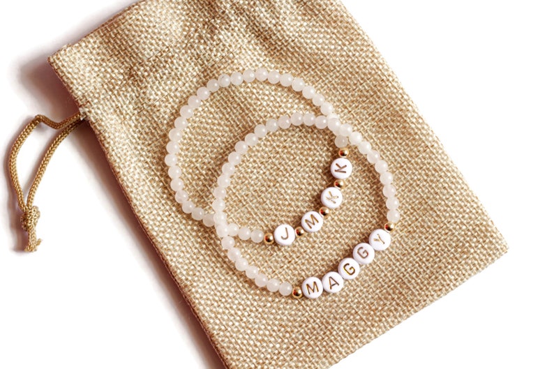 Custom Name Bracelet, Word Bracelet, Personalized Letter Bracelet, Initial Bracelet, Rose Quartz Beaded Bracelet, Rose Quartz Jewelry 