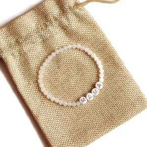 Custom Name Bracelet, Word Bracelet, Personalized Letter Bracelet, Initial Bracelet, Rose Quartz Beaded Bracelet, Rose Quartz Jewelry No Gold Beads