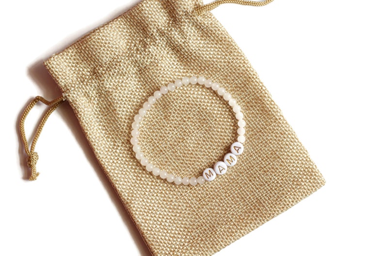 Word Bracelet Initial Bracelet Rose Quartz Jewelry Custom Name Bracelet Rose Quartz Beaded Bracelet Personalized Letter Bracelet