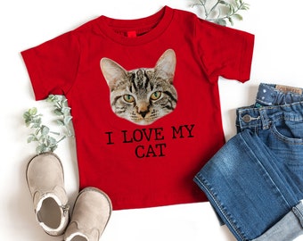 Custom Cat Tshirt with text, custom kids tshirt, gift for cat lover, cat shirt, custom photo shirt, custom toddler shirt, gift for kids