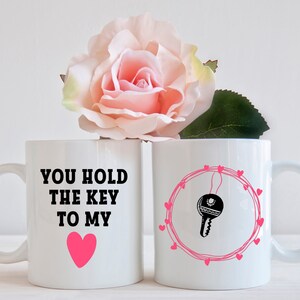 You hold the key to my heart mug, set of two mug, anniversary gift, gift for wife, gift for her, birthday gift, couple mug, couple gift