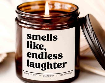 Smells like endless laughter candle, Funny Candle, Gift for Friend, gift for Family, Board Game Player, candle for bestie, humor candle