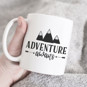 Adventure Awaits, Adventure Awaits Gift, Adventure Awaits Mug, Graduation Gift, Camping Mug, Camping Life, Camping Mug, adventure mug
