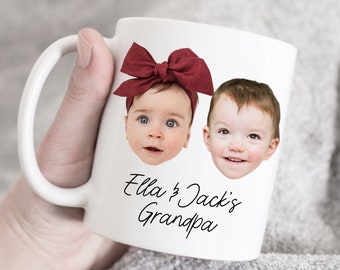 Two baby face mug, Personalized photo gift, Custom Baby face mug, Custom Grandchild Mug, father&#39;s day custom mug, photo mug, custom baby mug