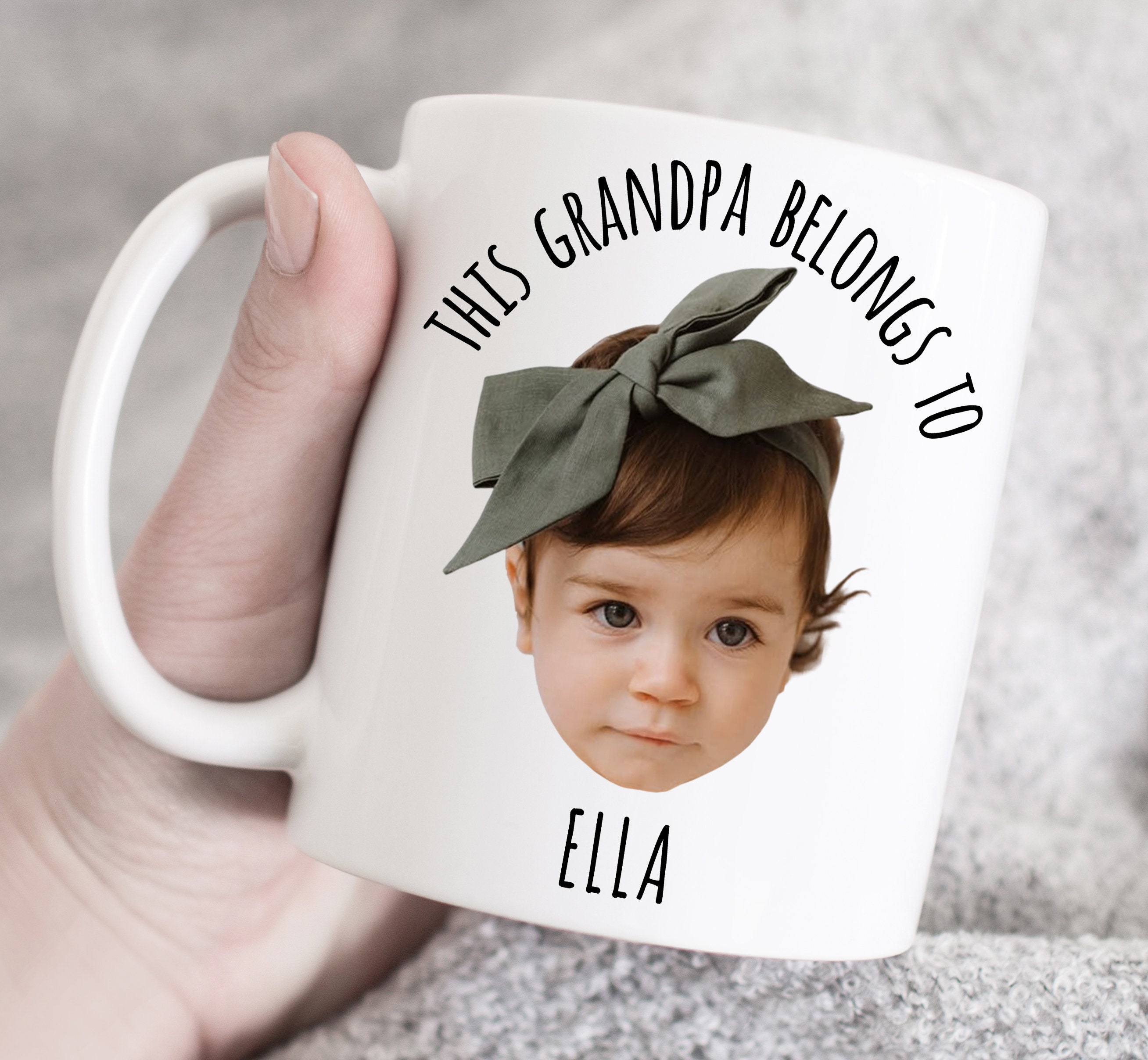 This grandpa belongs to mug, custom grandchild mug, face cut out mug, custom gift for grand father, baby face custom mug. custom grandpa mug
