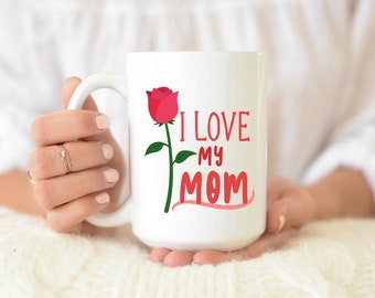 Jag älskar min mamma-mugg, nybliven mamma-mugg, present till nybliven mamma, kaffemugg, mamma-kaffemugg, present till nybliven mamma, mors dag-mugg, mors dag-present, present till mamma