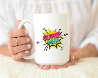 Taza de súper mamá, taza del día de las madres, regalo del día de las madres, regalo de mamá, regalo de mamá divertida, taza de mamá, taza de café de mamá, idea de regalo de mamá, regalo de cumpleaños de mamá