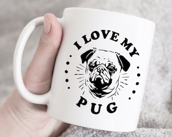 Love My Mops Hundetasse Geburtstagsgeschenk, Mops 2 Kaffeetasse, Mops Liebhaber Geschenk, Hundeliebhaber Geschenk, Hundeliebhaber Geschenk, Mops Mama Becher, Hundebecher