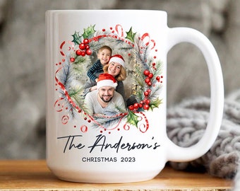 Christmas family mug, customized photo gift,  Custom photo christmas mug, christmas gift for daddy, grandma, Personalized Holiday Mug