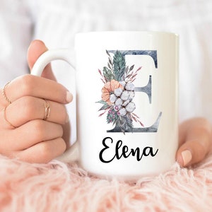 Custom Name Mug, Floral letter Custom Mug, Personalized Mug, Custom Coffee Mug, Personalized coffee mug, custom name mug, custom text mug