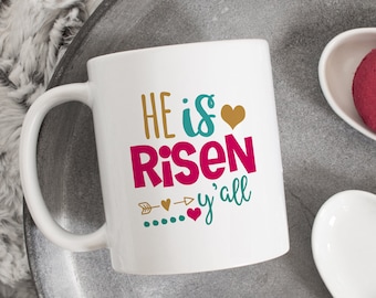 Er ist auferstanden y'all Becher, Glaube Tasse, religiöse Tasse, christliches Geschenk, Ostergeschenk, BibelVers Tasse, Taufgeschenk, Jesus Tasse, Inspirierende Tasse