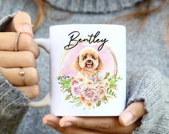 Poodle Mug, Custom Pet Enamel Mug, personalized poodle gift, poodle mom gift, custom poodle gift, poodle photo gift, poodle travel mug
